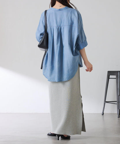 可調節衣長 輕薄牛仔 蝙蝠袖 Q.anos 襯衫