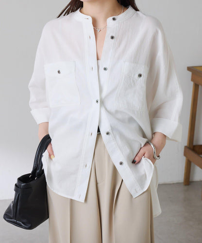 可調節衣長 輕薄牛仔 蝙蝠袖 Q.anos 襯衫