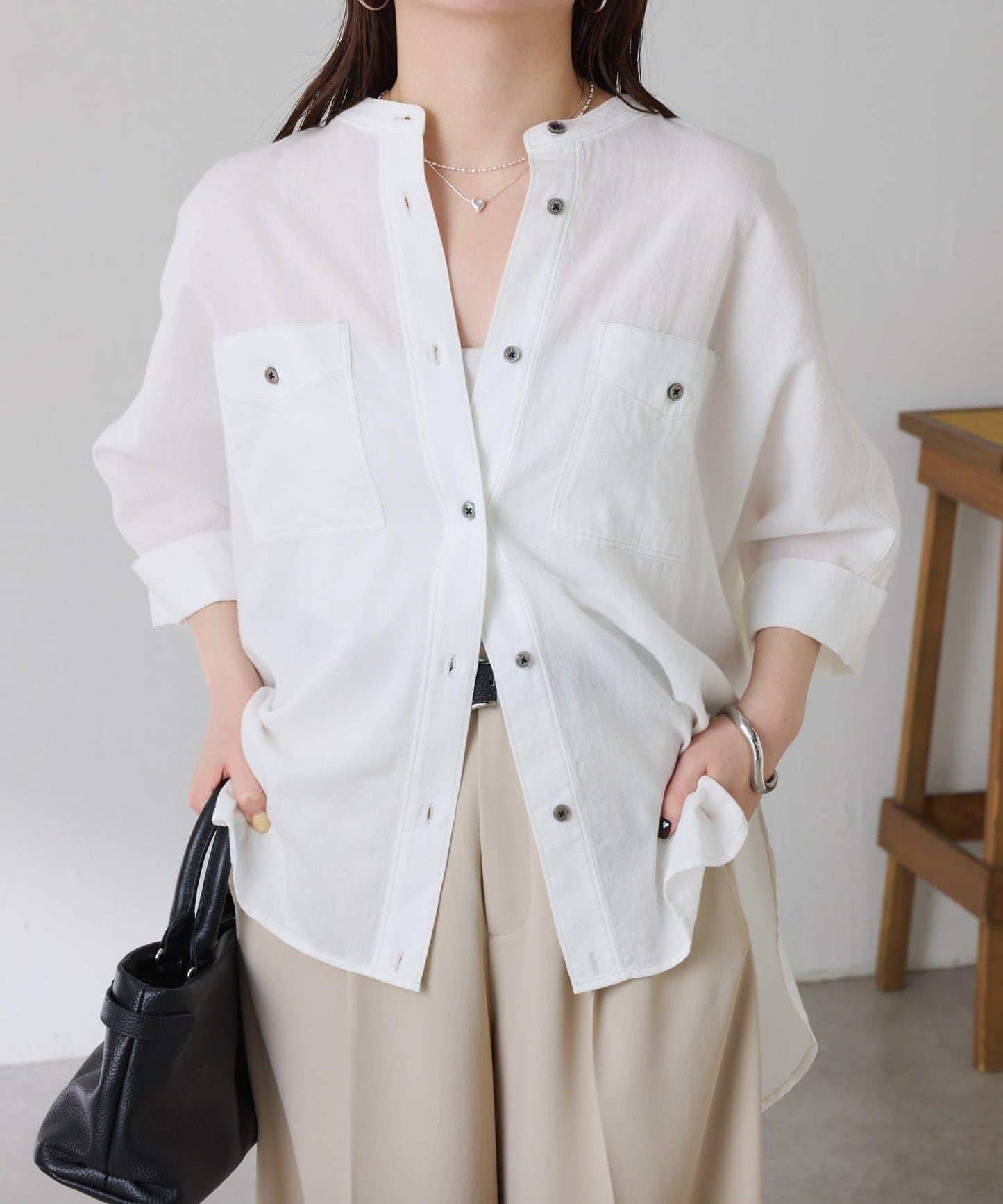 可調節衣長 輕薄牛仔 蝙蝠袖 Q.anos 襯衫