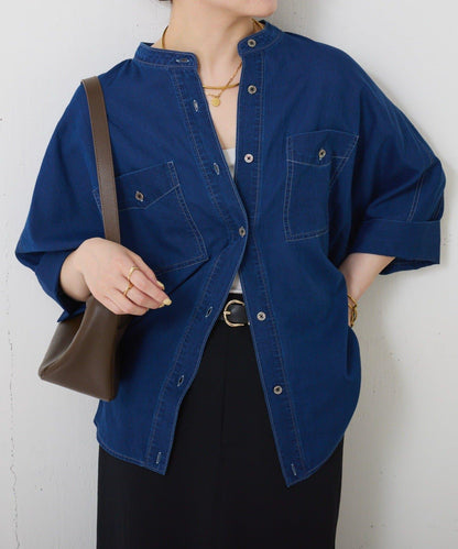 可調節衣長 輕薄牛仔 蝙蝠袖 Q.anos 襯衫