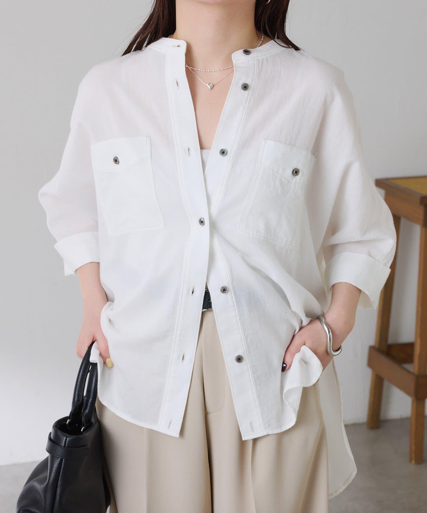 可調節衣長 輕薄牛仔 蝙蝠袖 Q.anos 襯衫