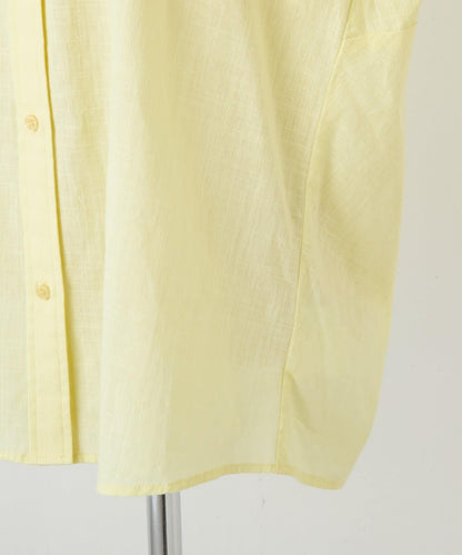 清爽亞麻混後扭結設計襯衫