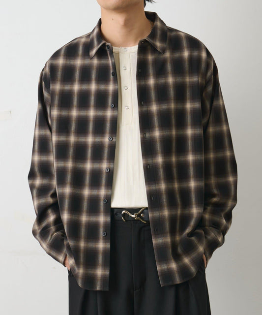 絲滑質感 漸變格 長袖襯衫