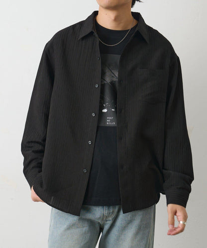 陰影條紋長袖襯衫