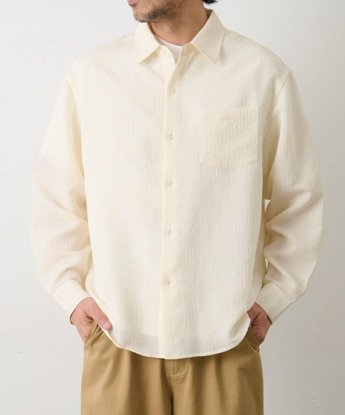 陰影條紋長袖襯衫