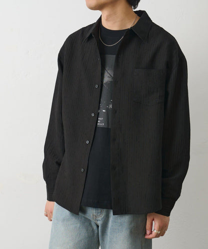 陰影條紋長袖襯衫