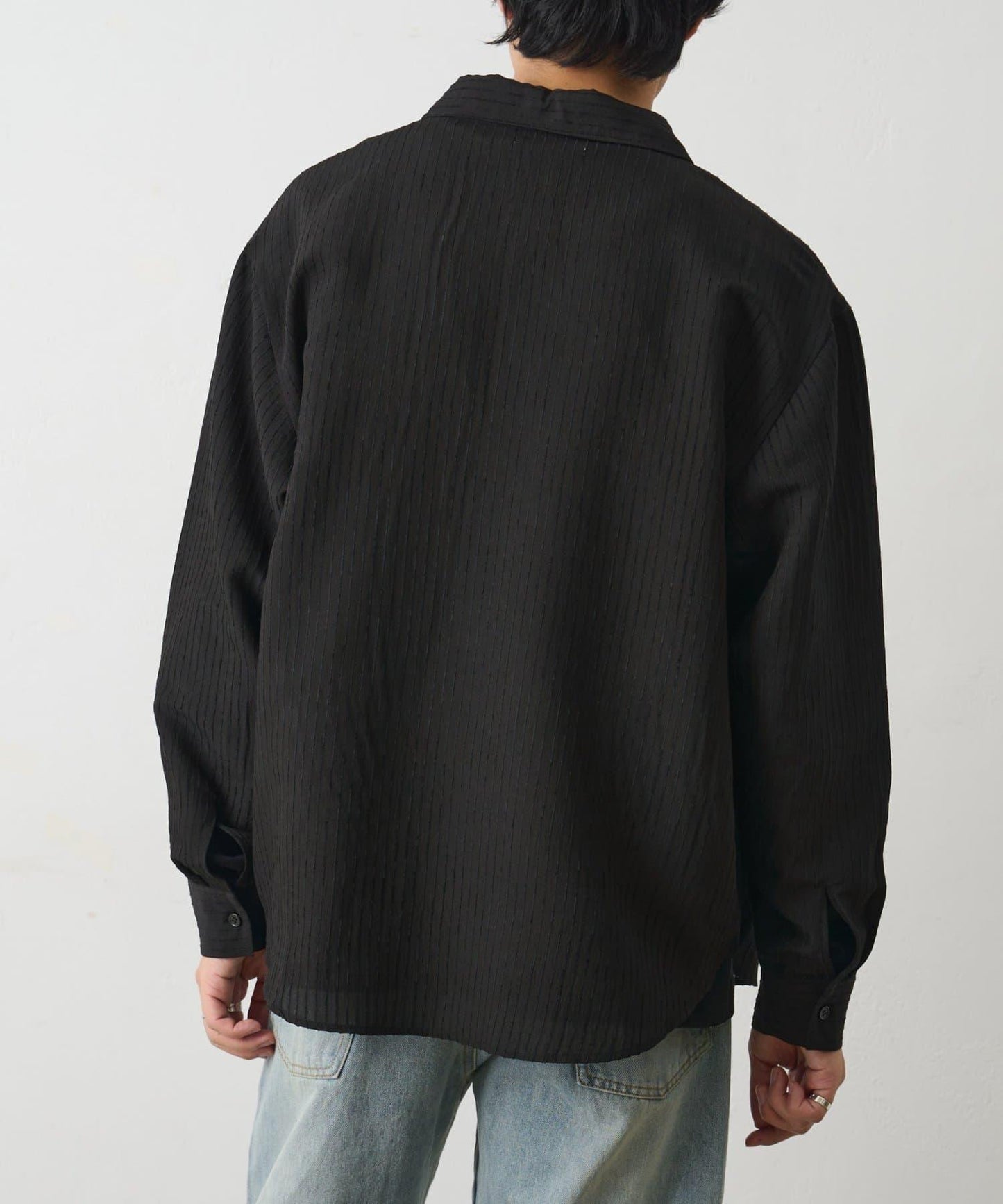 陰影條紋長袖襯衫