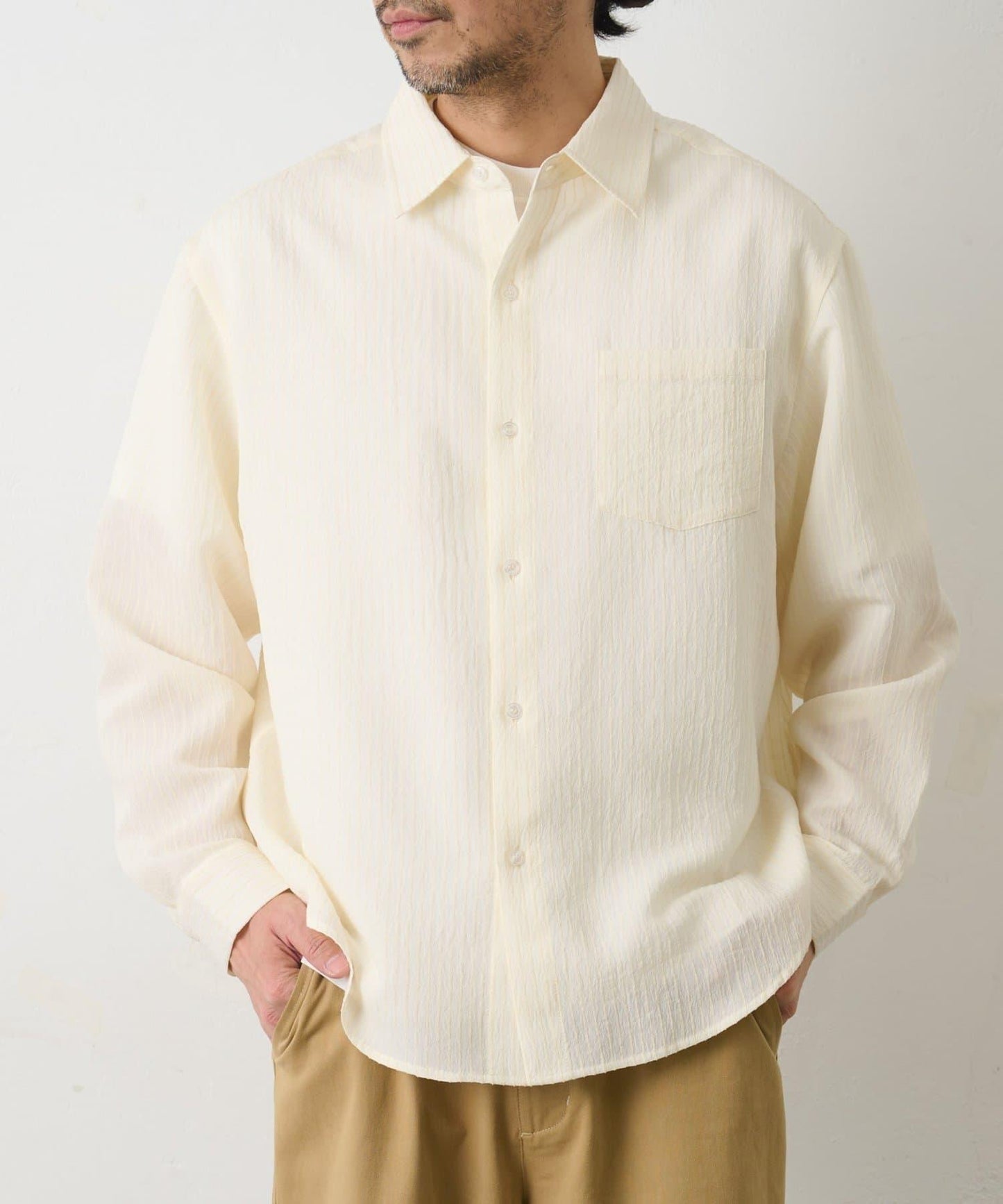 陰影條紋長袖襯衫