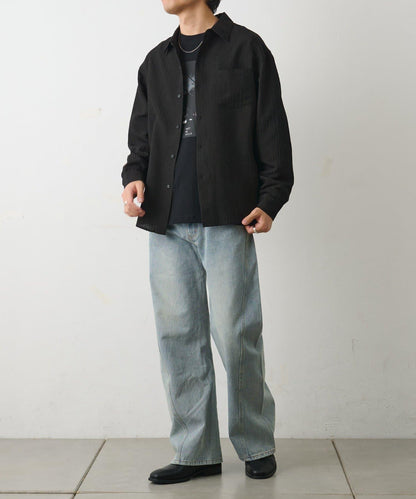 陰影條紋長袖襯衫