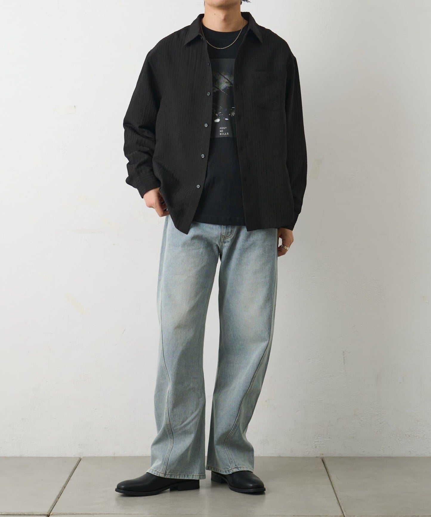 陰影條紋長袖襯衫