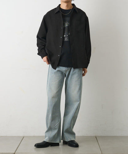 陰影條紋長袖襯衫