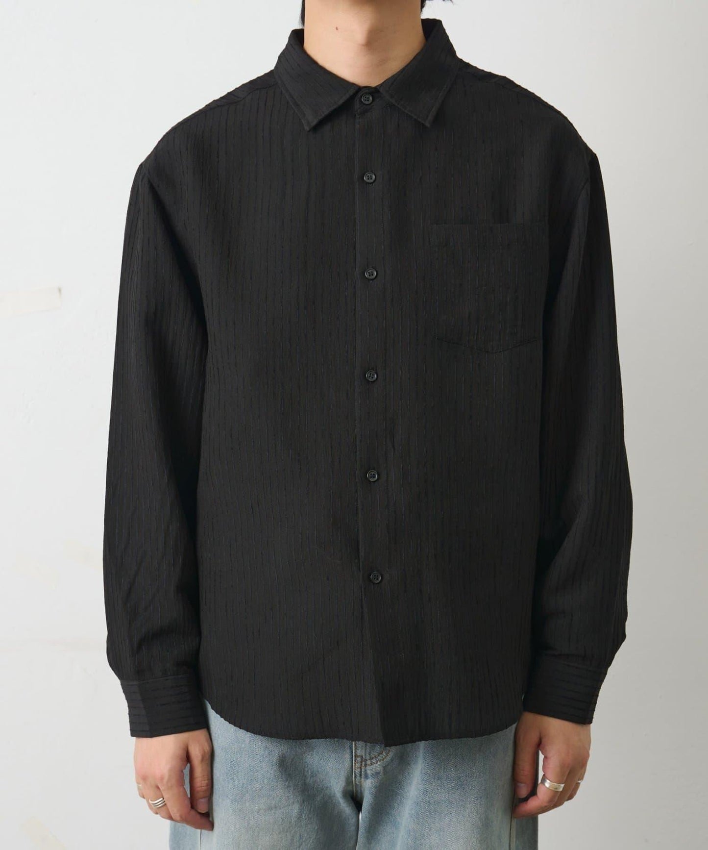 陰影條紋長袖襯衫