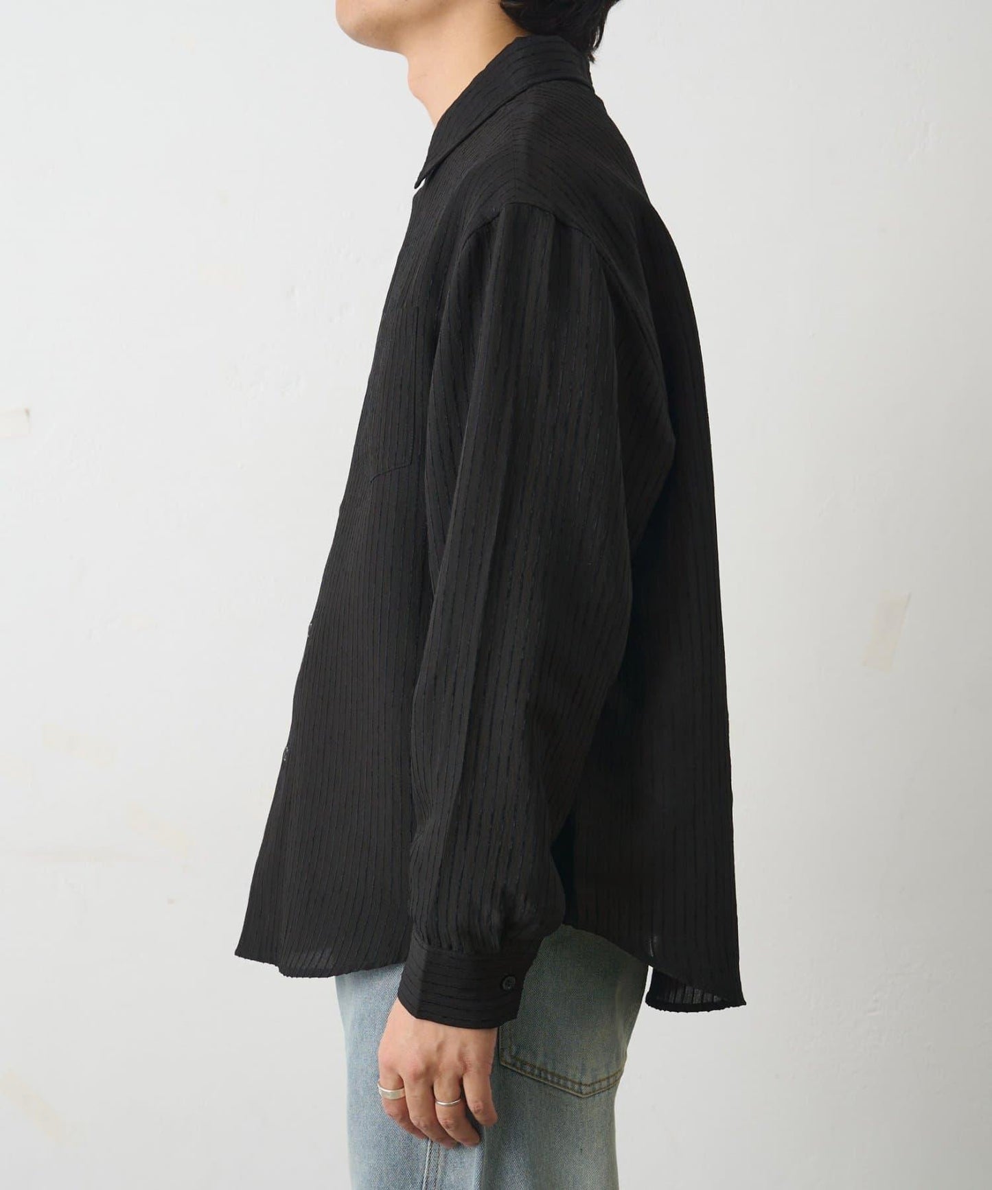 陰影條紋長袖襯衫