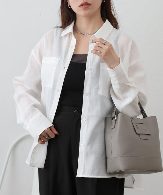 波紋面料口袋襯衫