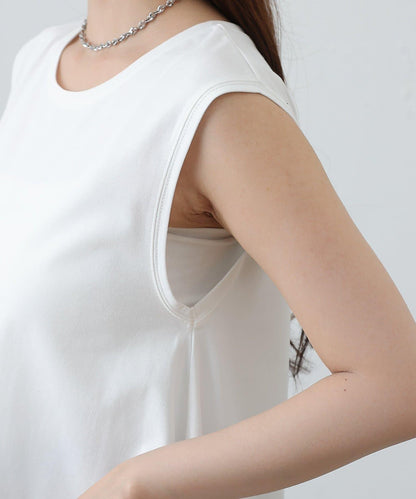 蕾絲下襬 不規則下襬 無袖 套頭上衣