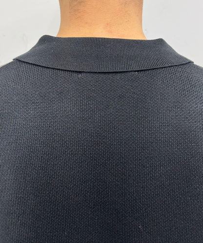 菱形格開領夏季針織POLO衫