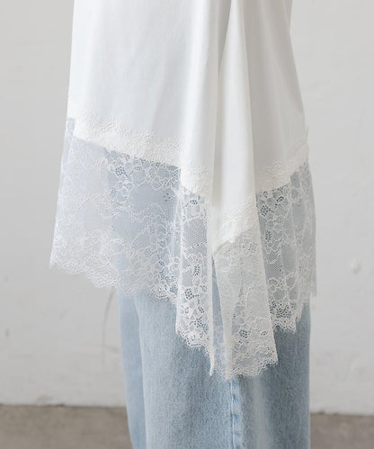 蕾絲下襬 不規則下襬 無袖 套頭上衣