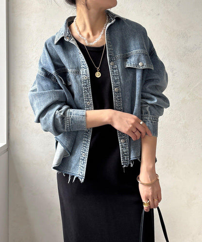 可成套搭配 短款 牛仔 襯衫