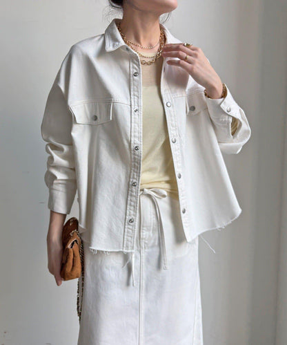 可成套搭配 短款 牛仔 襯衫