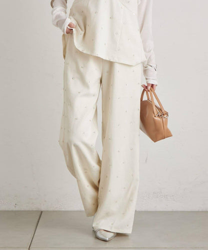 花卉圖案西裝褲