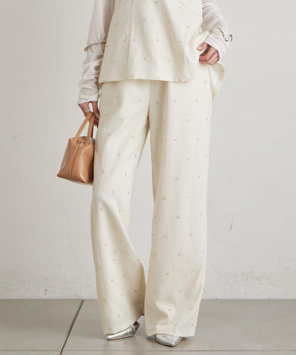 花卉圖案西裝褲