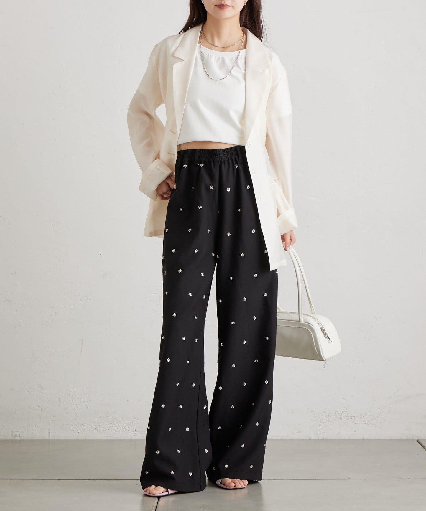 花卉圖案西裝褲