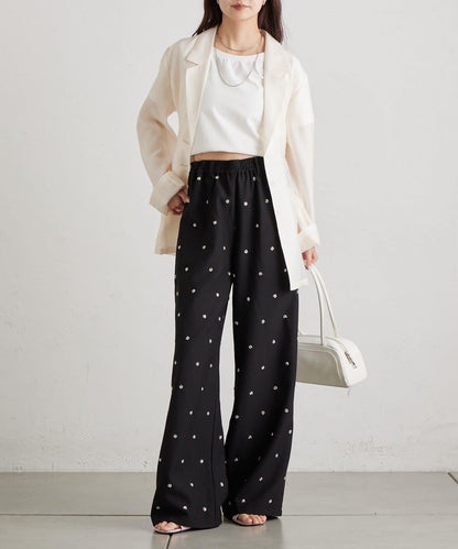 花卉圖案西裝褲