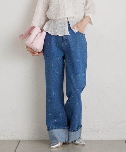 水鑽裝飾牛仔褲