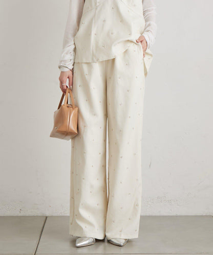 花卉圖案西裝褲