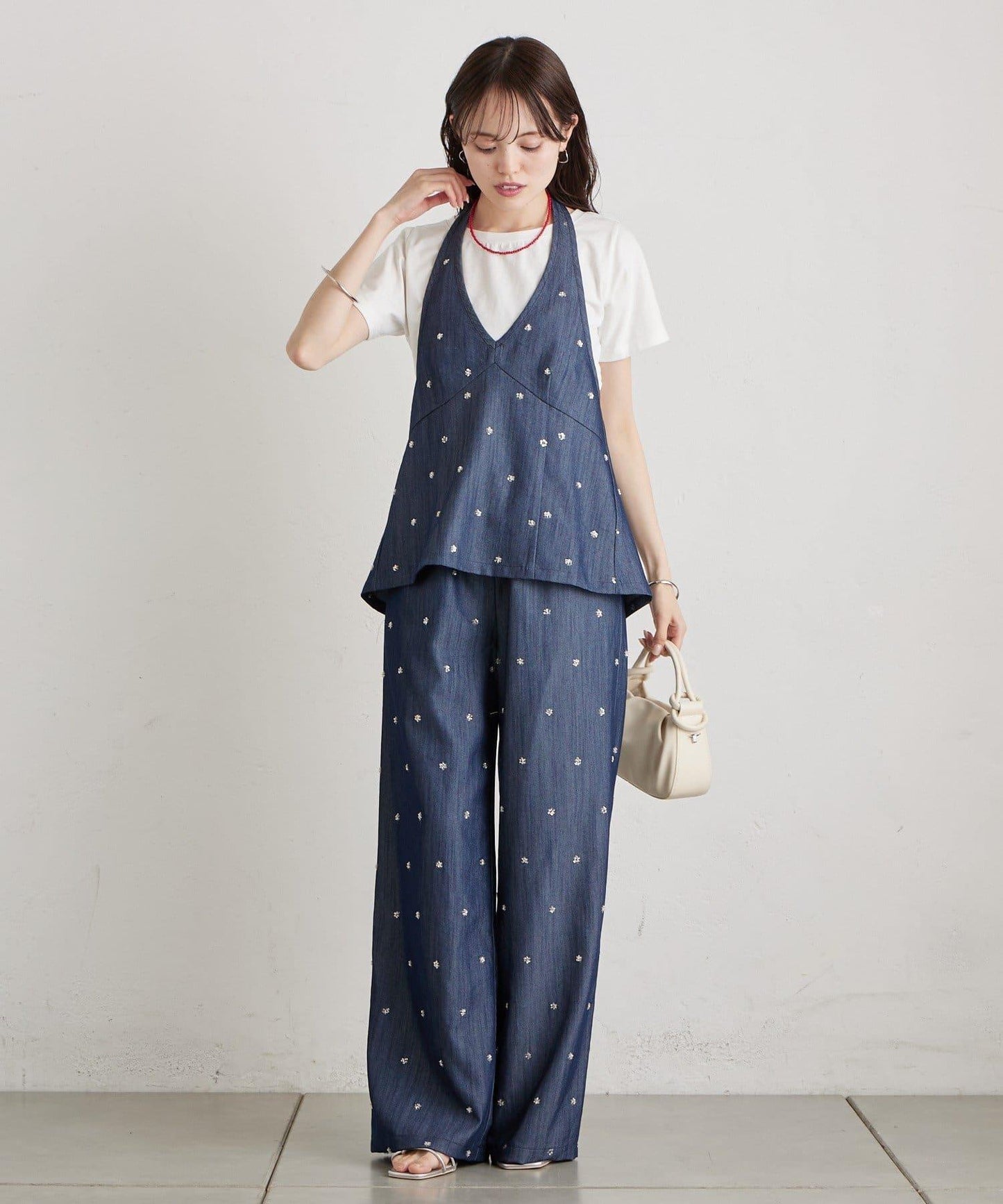 花卉圖案西裝褲