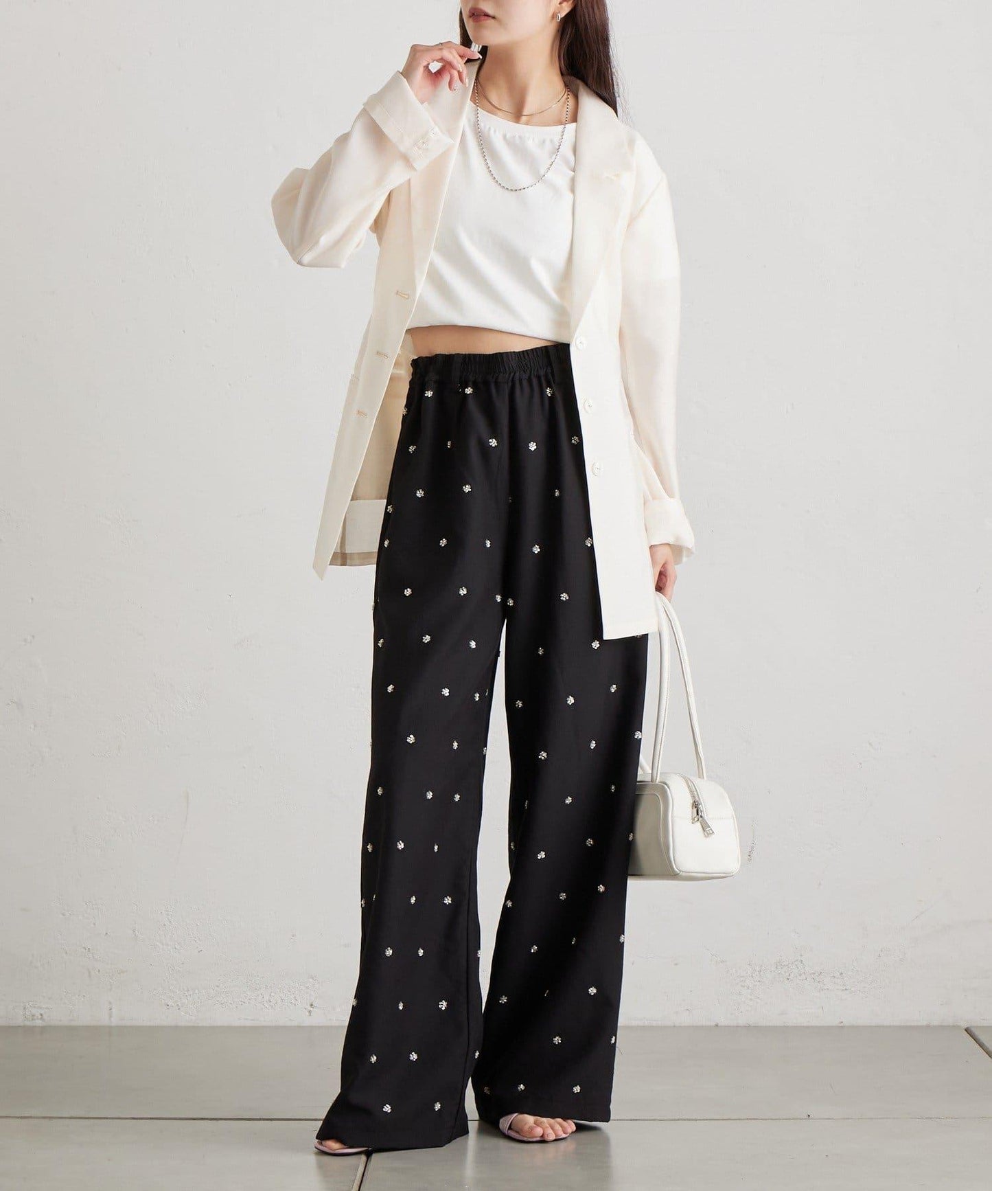 花卉圖案西裝褲