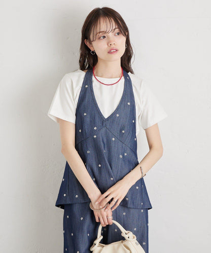 水鑽花朵掛脖束胸上衣