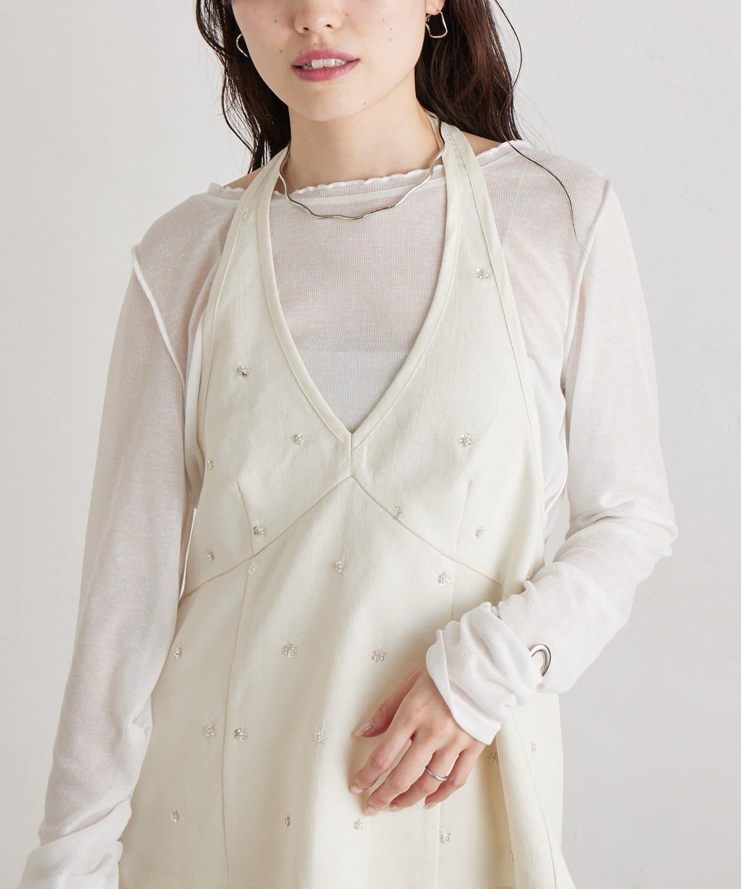 水鑽花朵掛脖束胸上衣