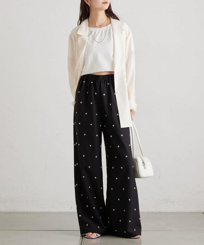 花卉圖案西裝褲