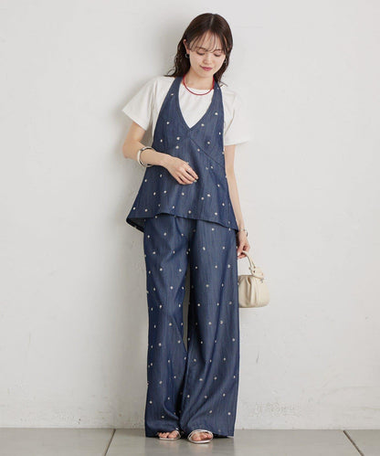 花卉圖案西裝褲