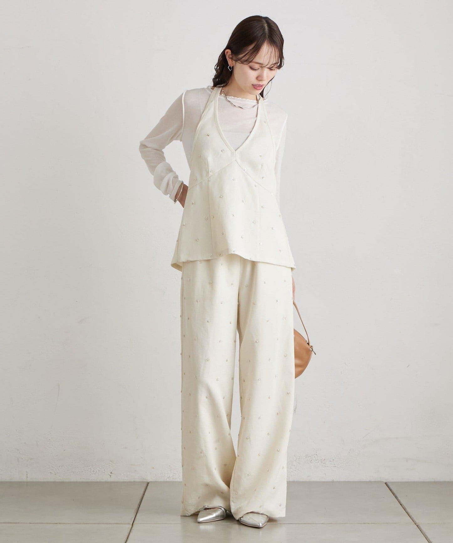 花卉圖案西裝褲