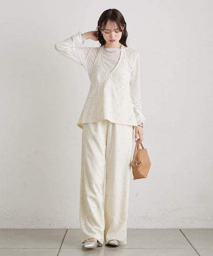 花卉圖案西裝褲