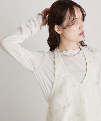 水鑽花朵掛脖束胸上衣