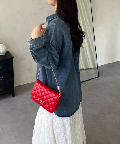 珍珠紐扣 寬鬆廓形 牛仔襯衫