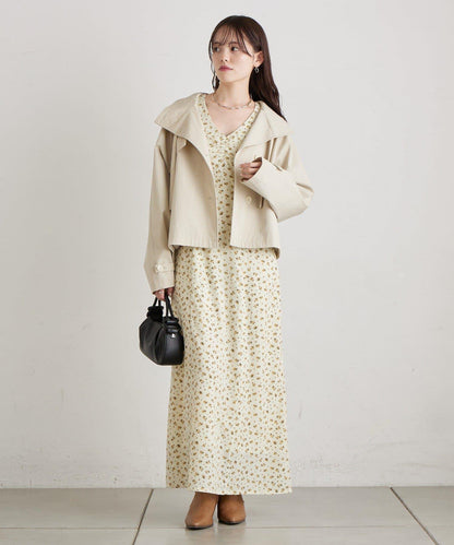 翻領花卉連衣裙