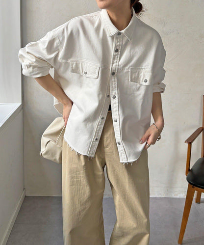 可成套搭配 短款 牛仔 襯衫