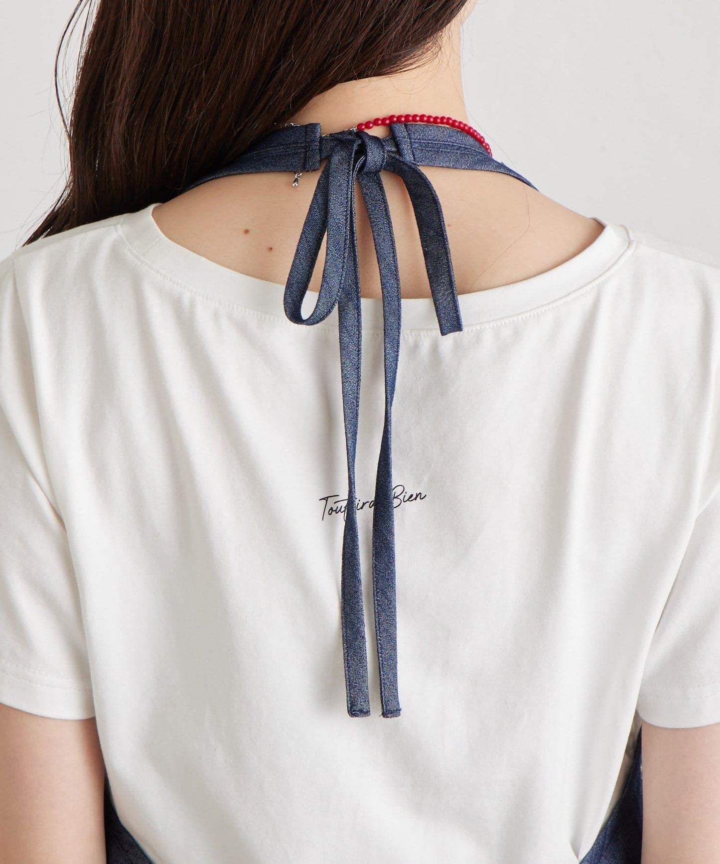 水鑽花朵掛脖束胸上衣