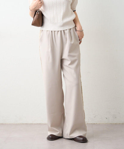 可成套搭配 側邊蕾絲 鬆緊設計 休閒褲