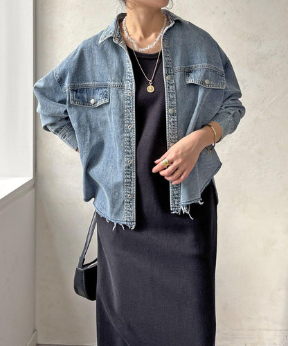 可成套搭配 短款 牛仔 襯衫