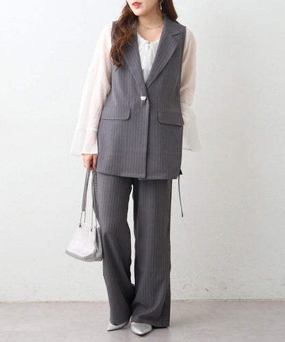 可成套搭配 側邊蕾絲 鬆緊設計 休閒褲