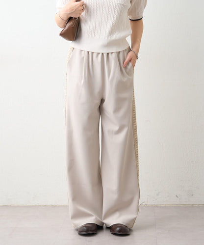 可成套搭配 側邊蕾絲 鬆緊設計 休閒褲