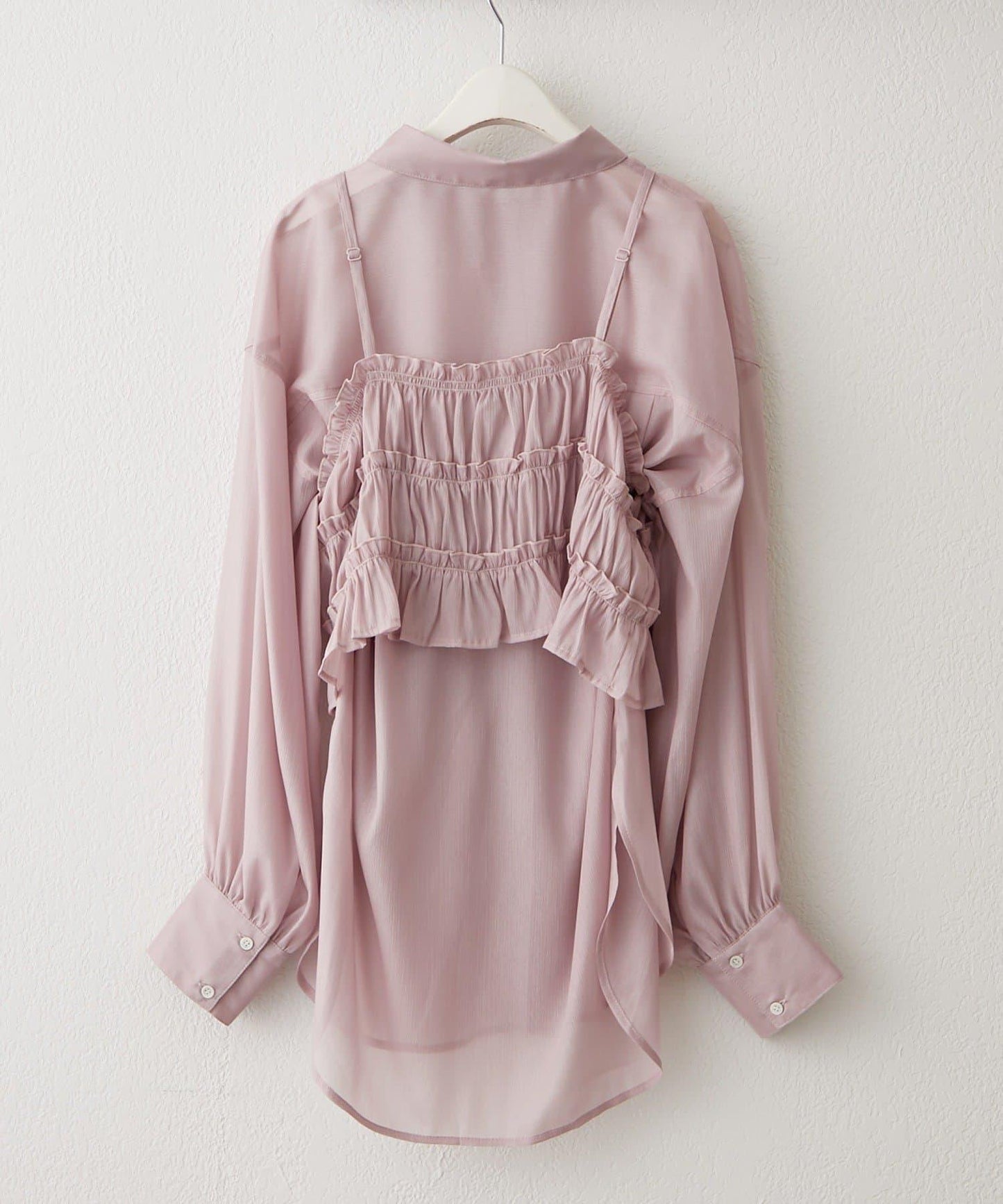 透紗亮絲 附束胸設計 襯衫上衣