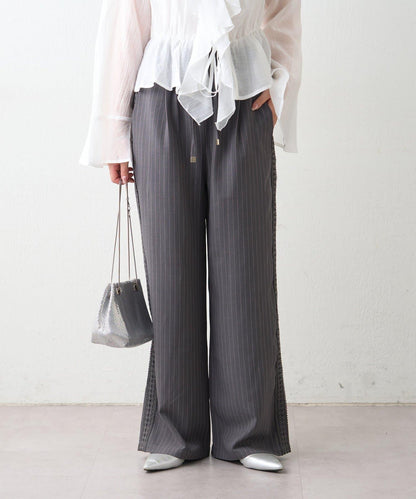 可成套搭配 側邊蕾絲 鬆緊設計 休閒褲