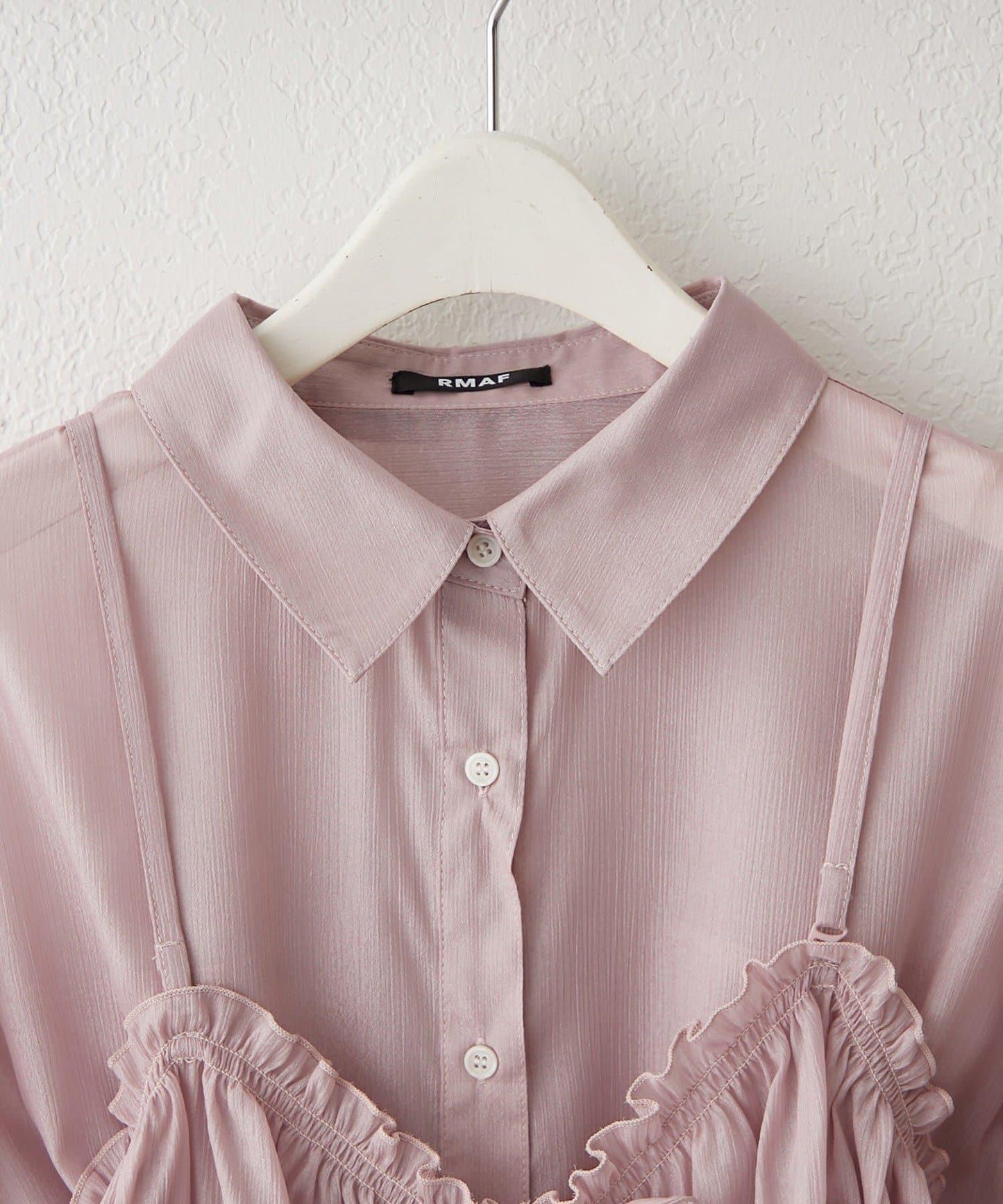 透紗亮絲 附束胸設計 襯衫上衣