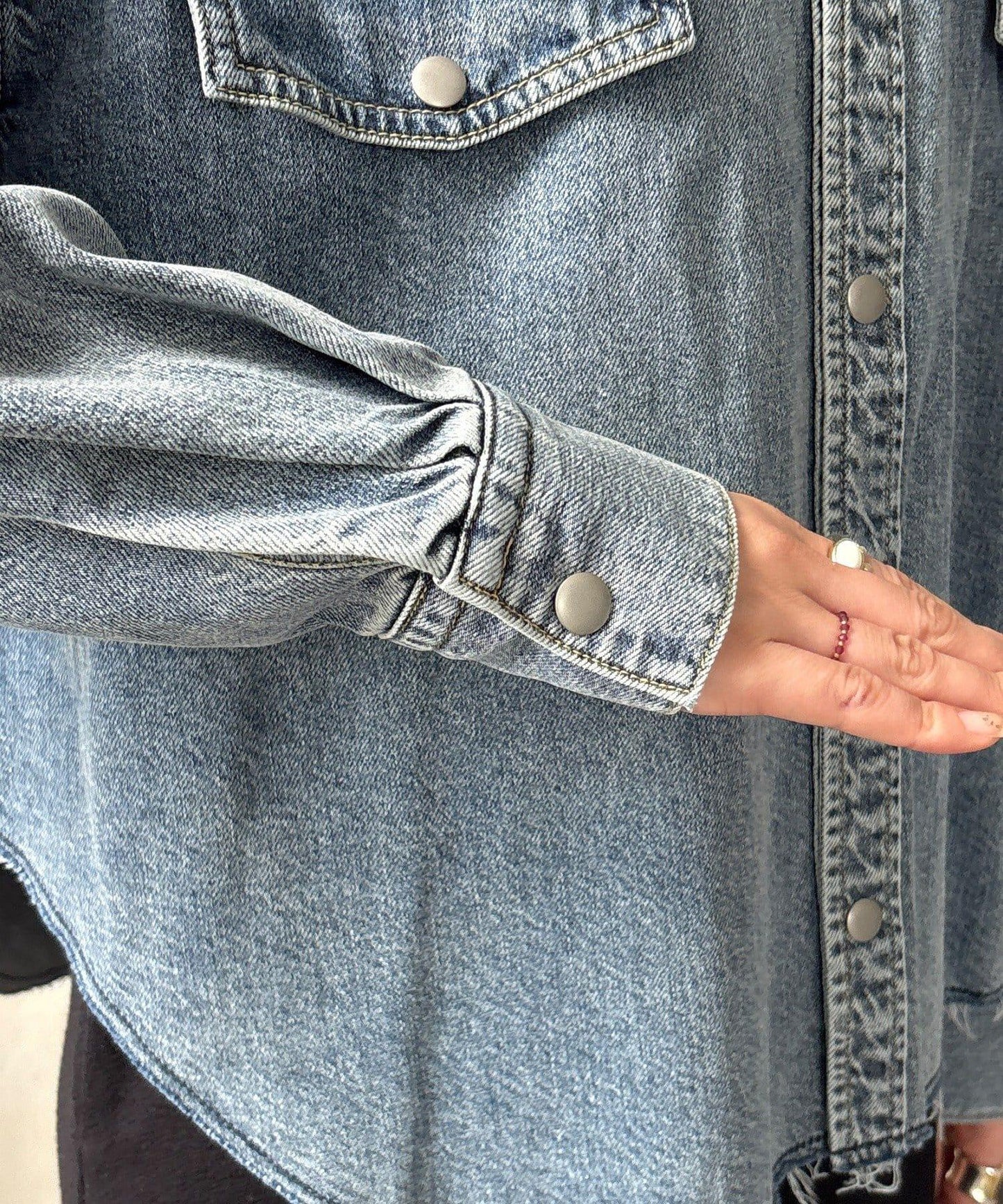 可成套搭配 短款 牛仔 襯衫